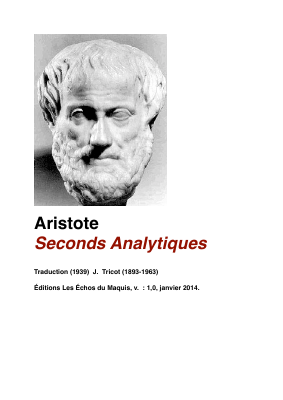 Couverture de Aristote - Second Analytiques